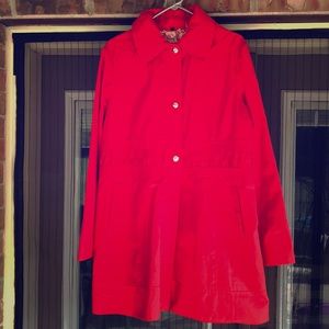 Guess bright red rain/hooded trench coat
